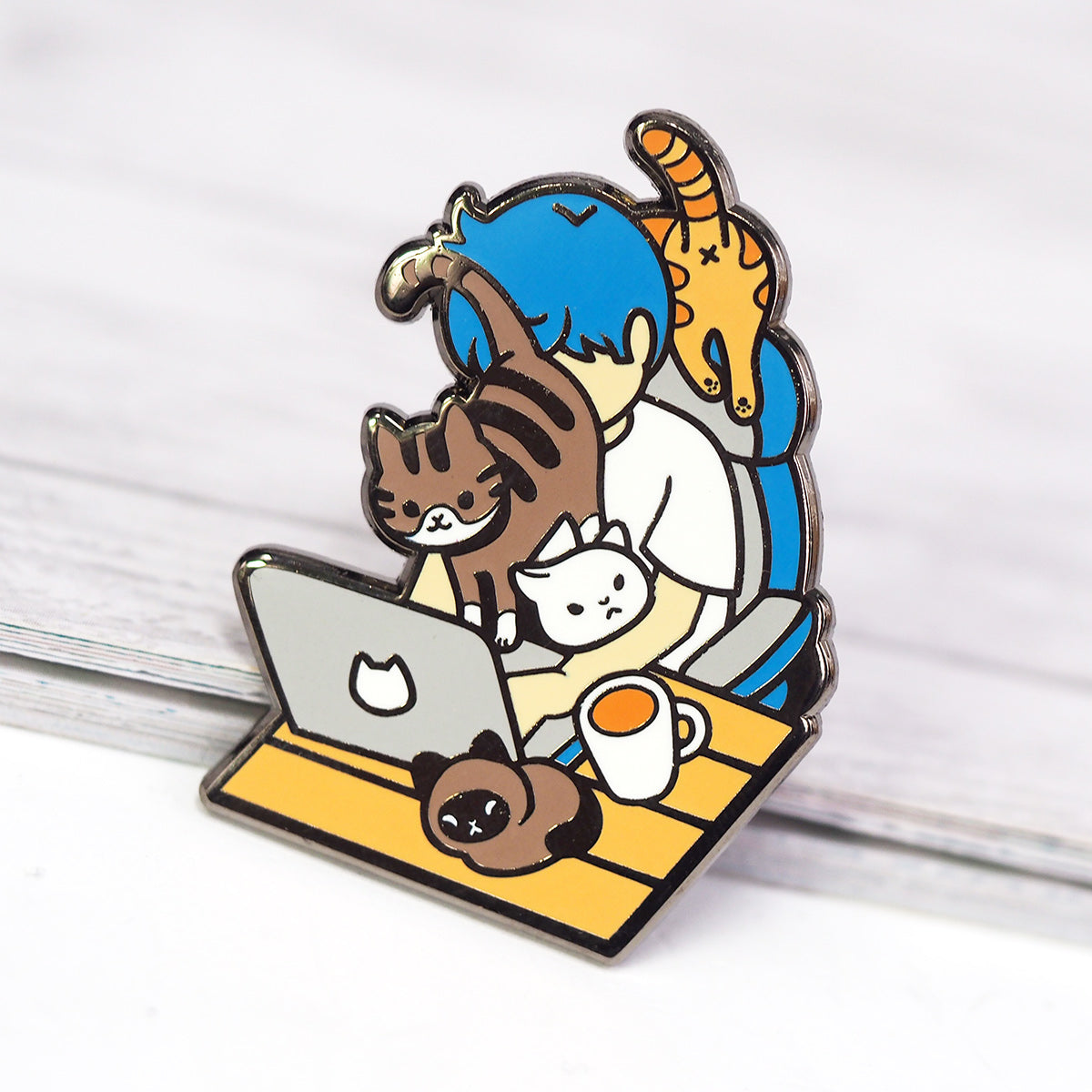 Shop Working From Home With Cats - Enamel Pin Thousand Skies Outlet, Sale X  for the most extensive online selection